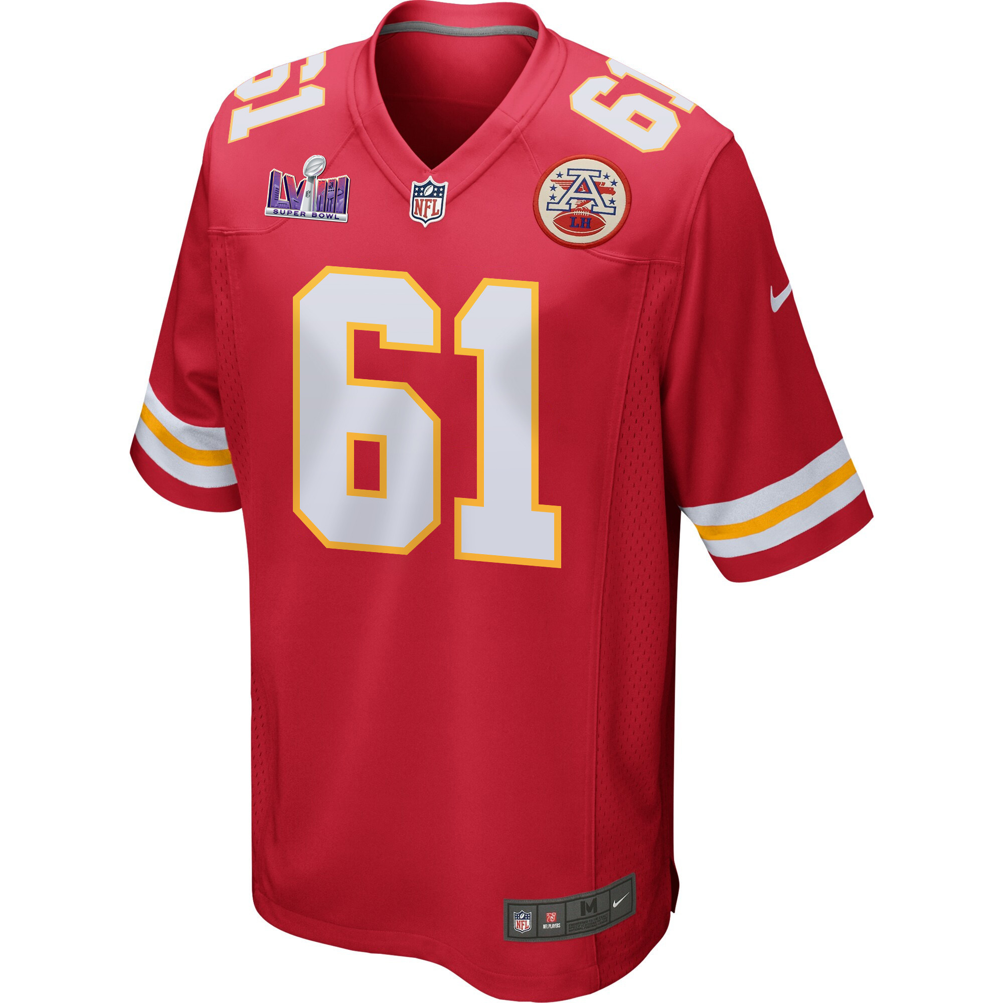 Austin Reiter 61 Kansas City Chiefs Super Bowl LVIII Patch Game Men Jersey - Red