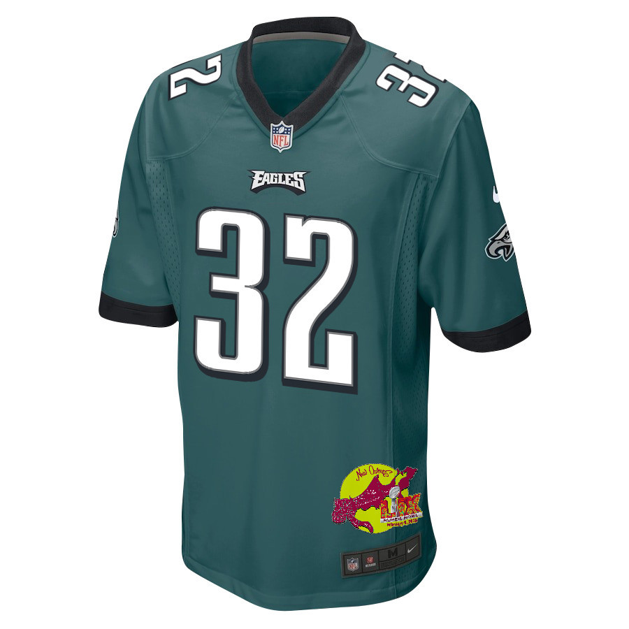 Reed Blankenship 32 Philadelphia Eagles Super Bowl LIX New Orleans Patch Game Men Jersey - Midnight Green