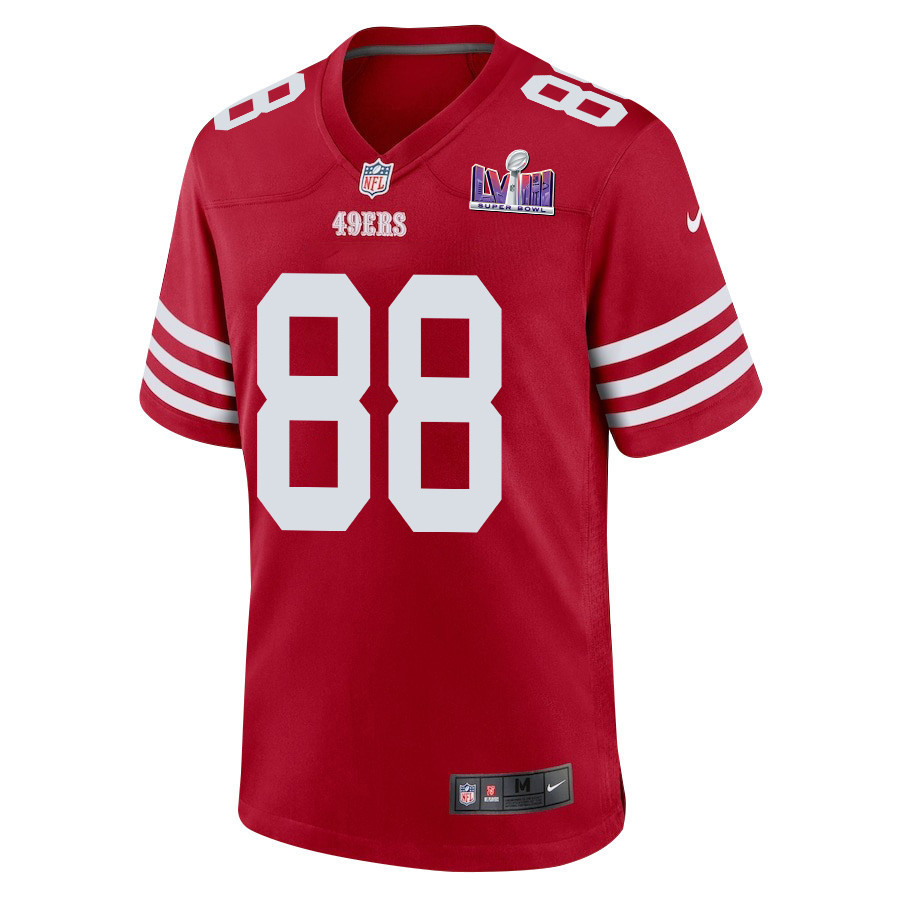 Jake Tonges 88 San Francisco 49ers Super Bowl LVIII Patch Game Men Jersey - Scarlet