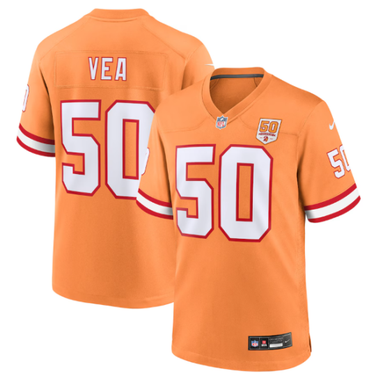 Men's Youth women's Tampa Bay Buccaneers Vita Vea Creamsicle 50th Season Game Jersey