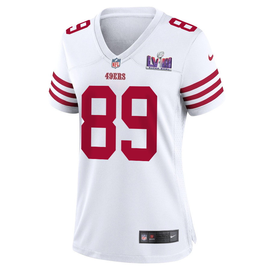 Charlie Woerner 89 San Francisco 49ers Super Bowl LVIII Patch Game Women Jersey - White