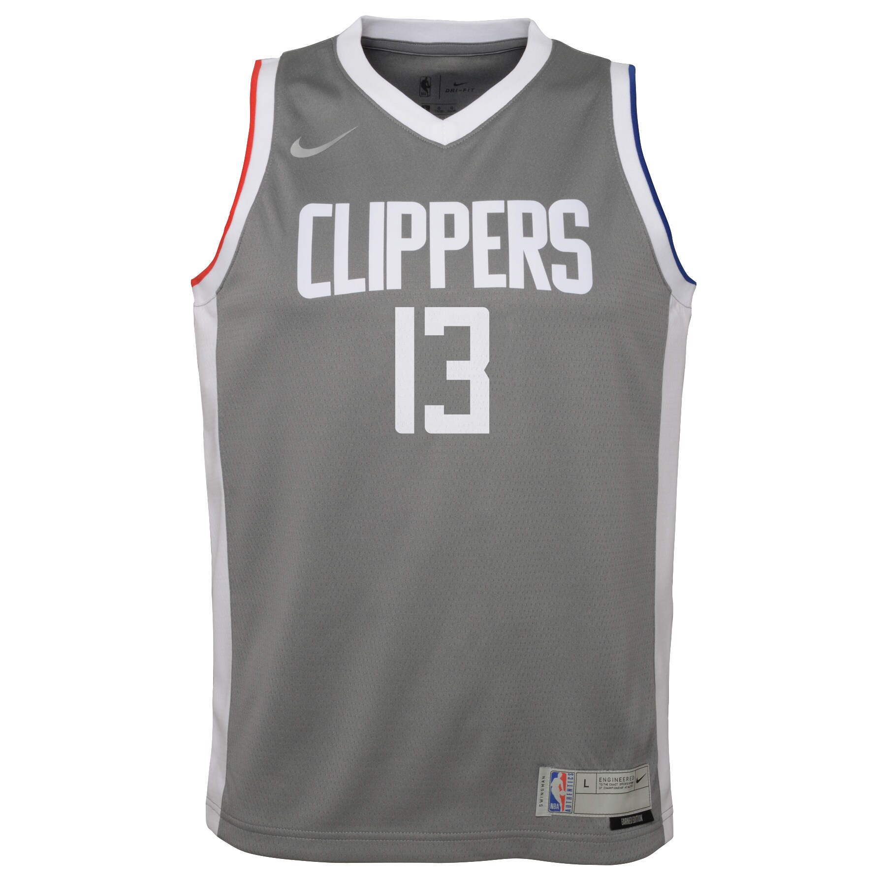 Paul George LA Clippers Youth 2020\/21 Swingman Player Jersey Gray - Earned Edition