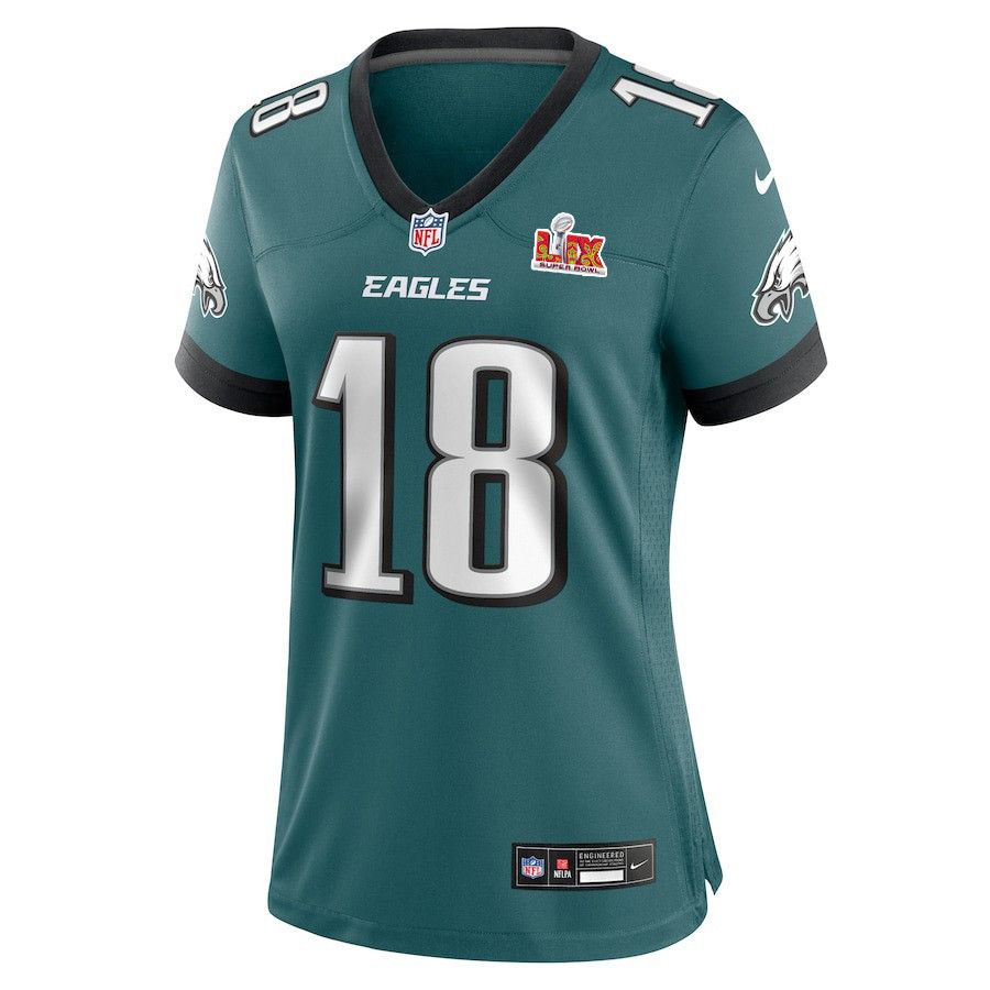 Britain Covey #18 Philadelphia Eagles Super Bowl LIX Women's Jersey - Midnight Green