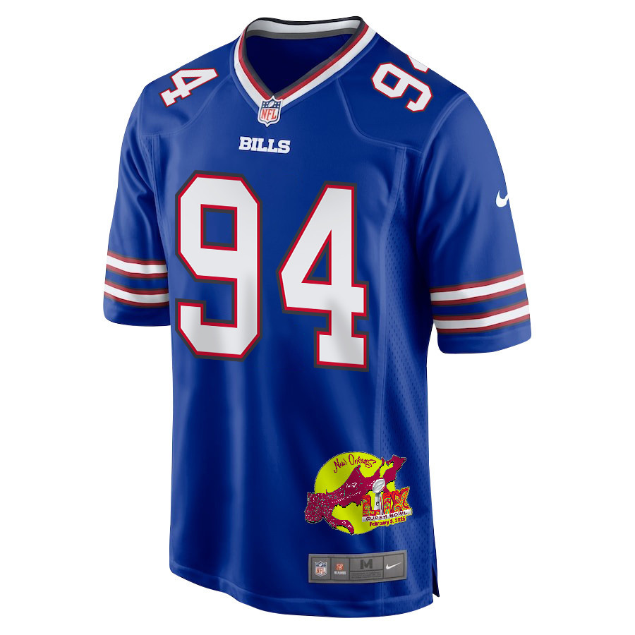 Dawuane Smoot 94 Buffalo Bills Super Bowl LIX New Orleans Patch Game Men Jersey - Royal