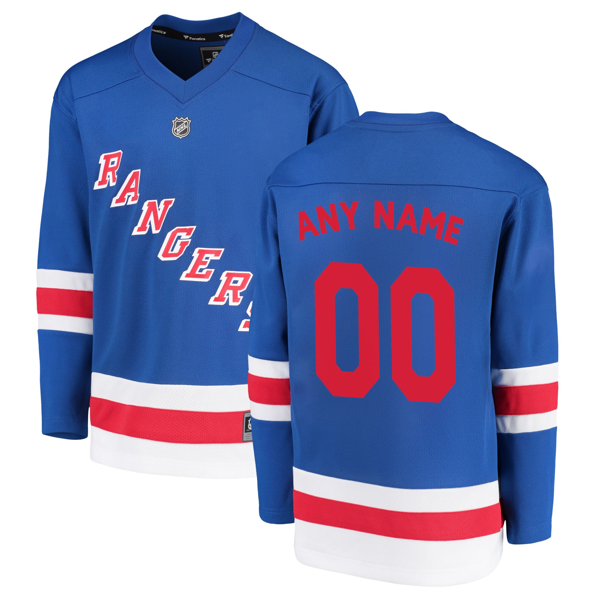 New York Rangers Fanatics Youth Home Replica Custom Jersey - Red