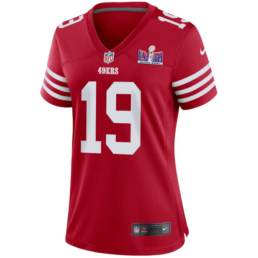 Deebo Samuel 19 San Francisco 49ers Super Bowl LVIII Patch Game Women Jersey - Scarlet