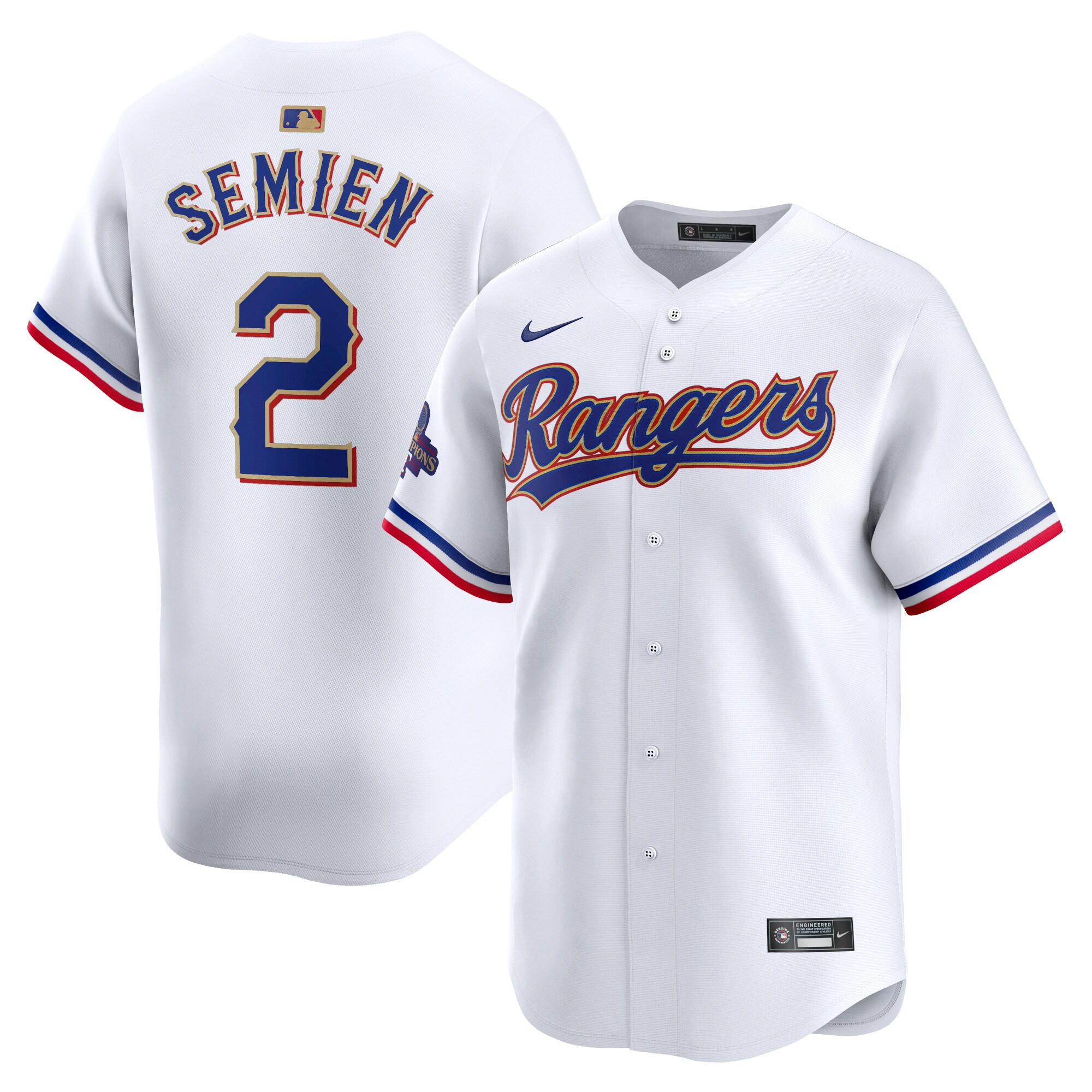 Marcus Semien Texas Rangers 2024 Gold Collection Limited Player Jersey White