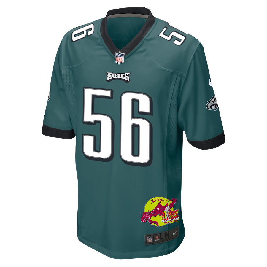 Tyler Steen 56 Philadelphia Eagles Super Bowl LIX New Orleans Patch Game Men Jersey - Midnight Green