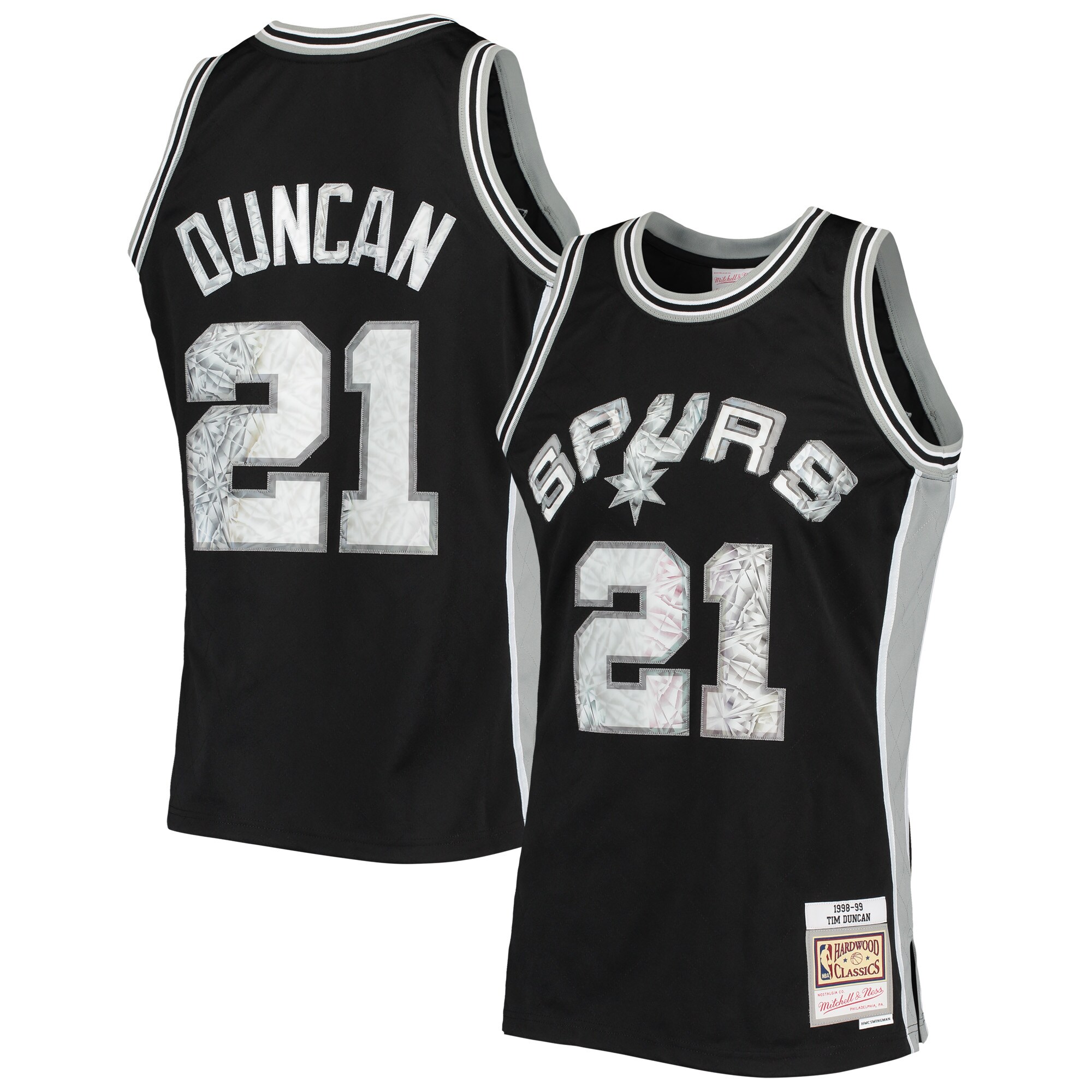 Tim Duncan San Antonio Spurs Mitchell & Ness 1998\/99 Hardwood Classics NBA 75th Anniversary Diamond Swingman Jersey - Black