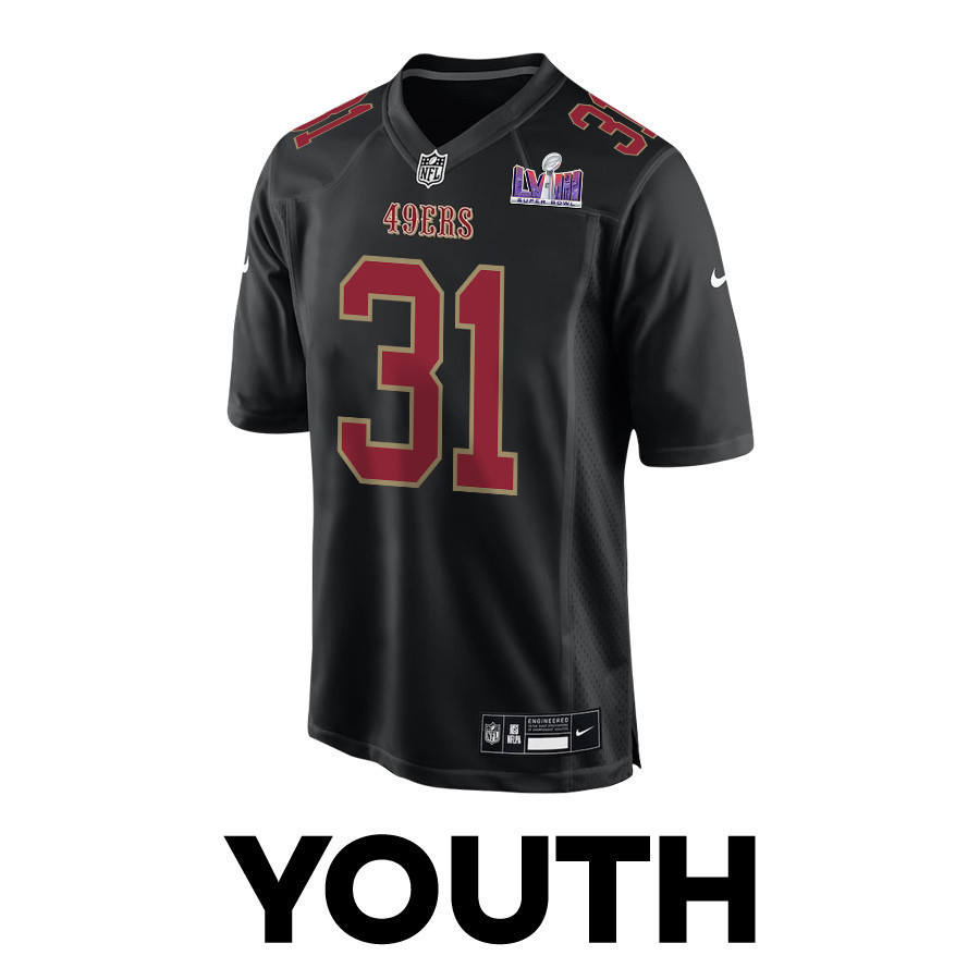 Tashaun Gipson Sr. 31 San Francisco 49ers Super Bowl LVIII Patch Fashion Game YOUTH Jersey - Carbon Black