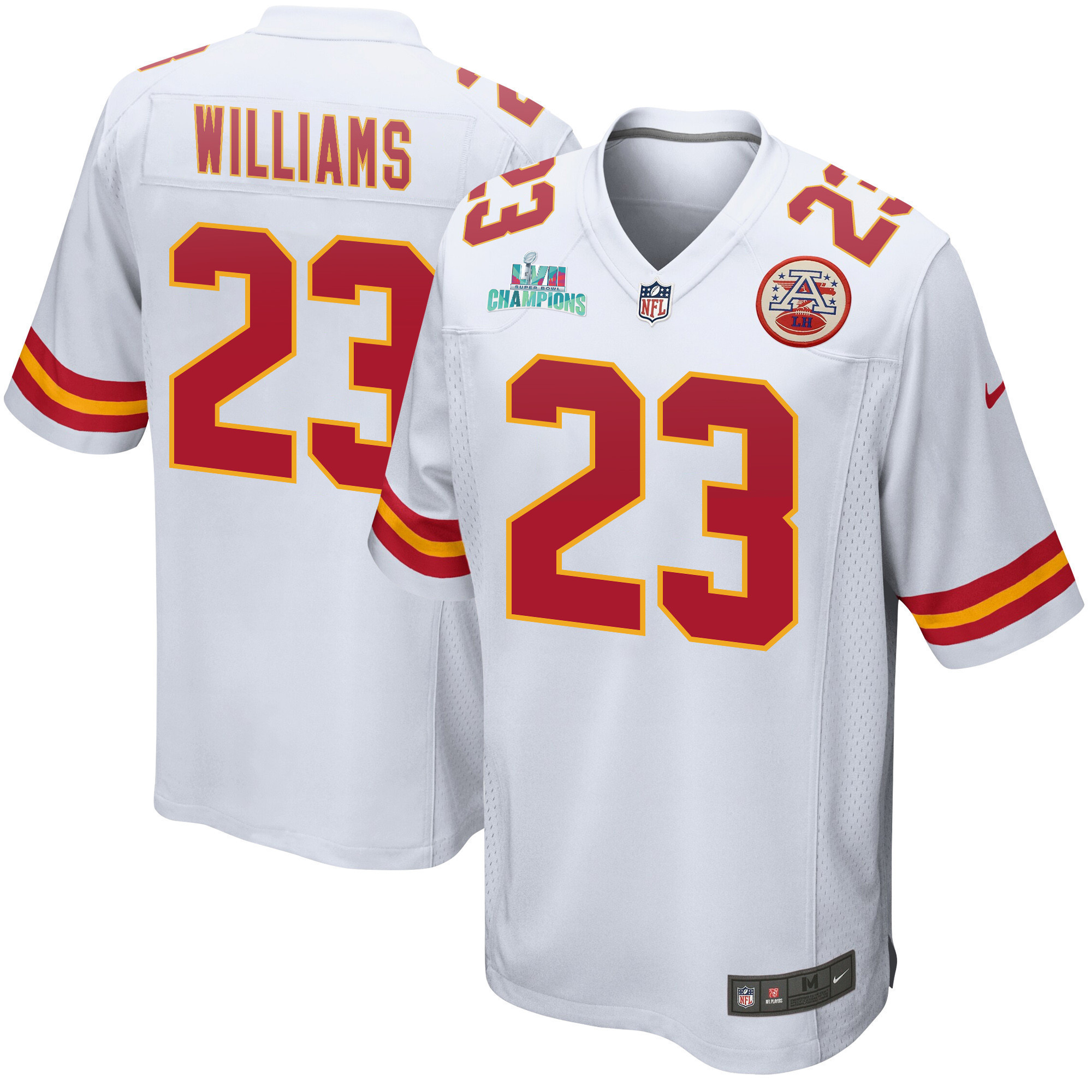 Joshua Williams 23 Kansas City Chiefs Super Bowl LVII Champions Men Game Jersey - White