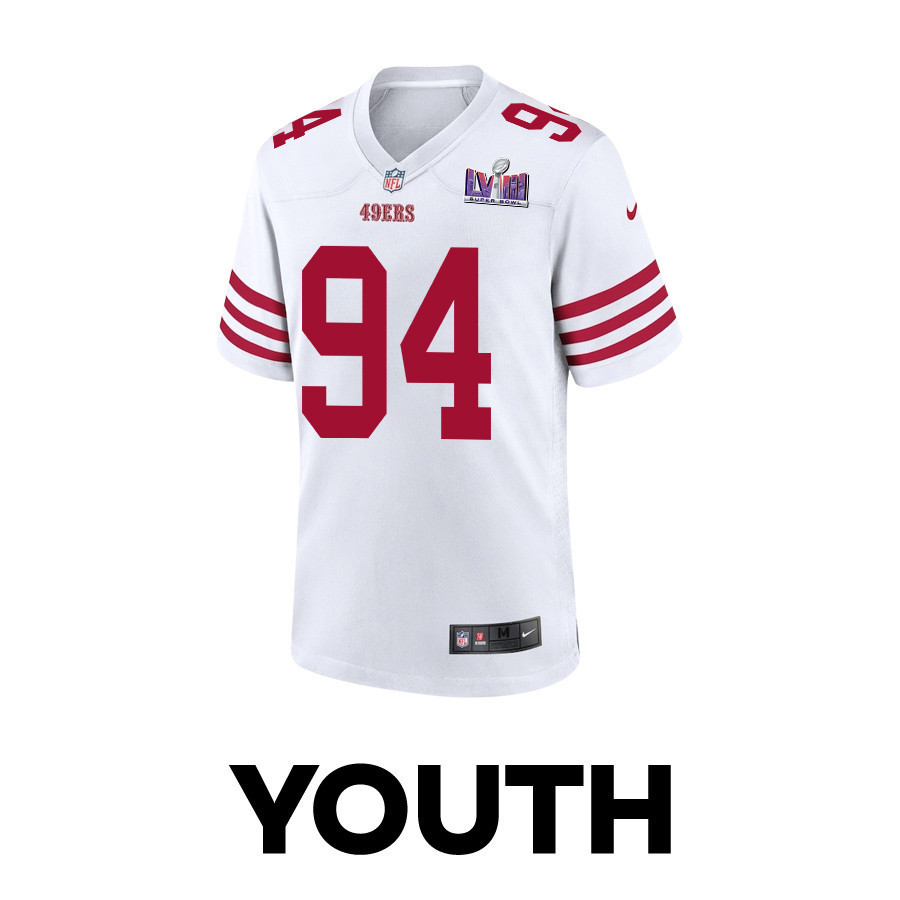 Clelin Ferrell 94 San Francisco 49ers Super Bowl LVIII Patch Game YOUTH Jersey - White