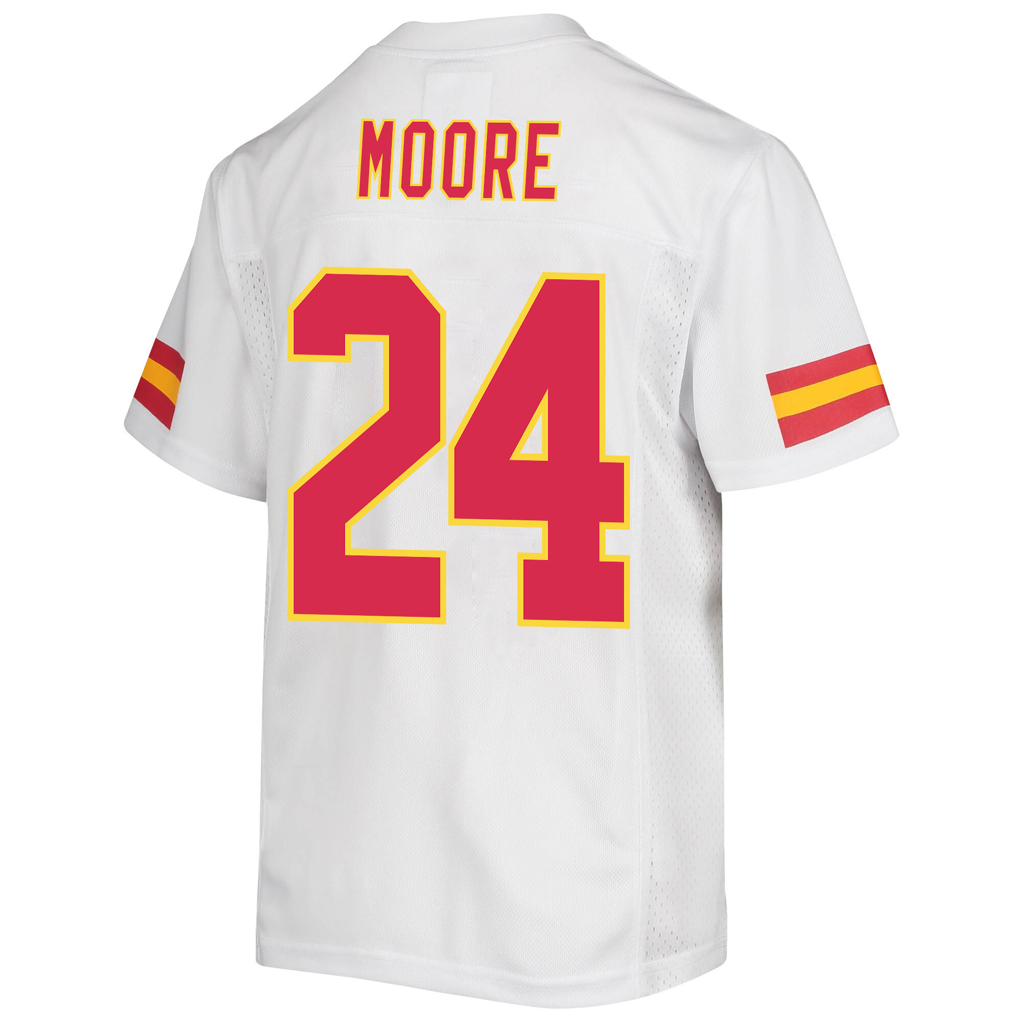 Skyy Moore 24 Kansas City Chiefs Super Bowl LVII Champions 3 Stars Youth Game Jersey - White