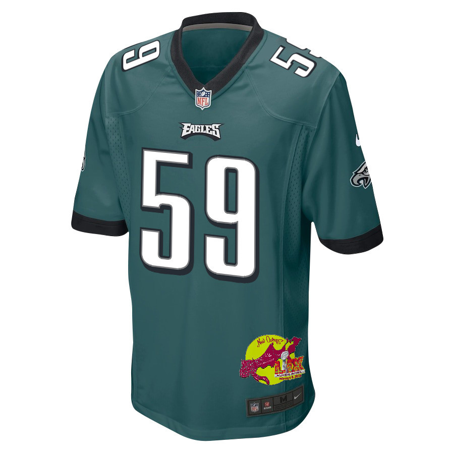 Thomas Booker IV 59 Philadelphia Eagles Super Bowl LIX New Orleans Patch Game Men Jersey - Midnight Green
