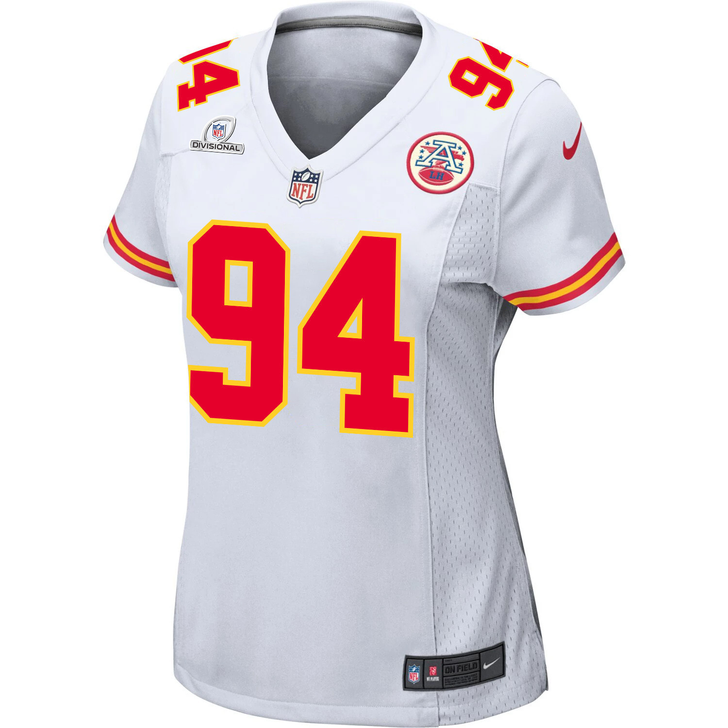 Malik Herring 94 Kansas City Chiefs Super Bowl LVIII Patch Game Women Jersey - White