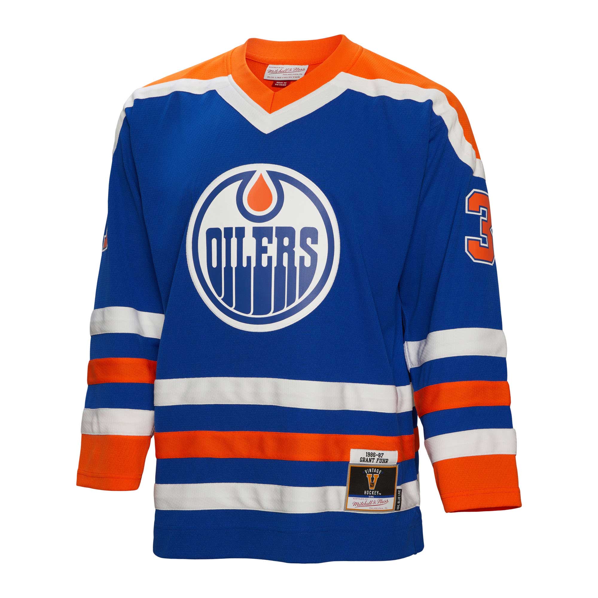 Grant Fuhr Edmonton Oilers Mitchell & Ness 1986\/87 Blue Line Player Jersey - Royal