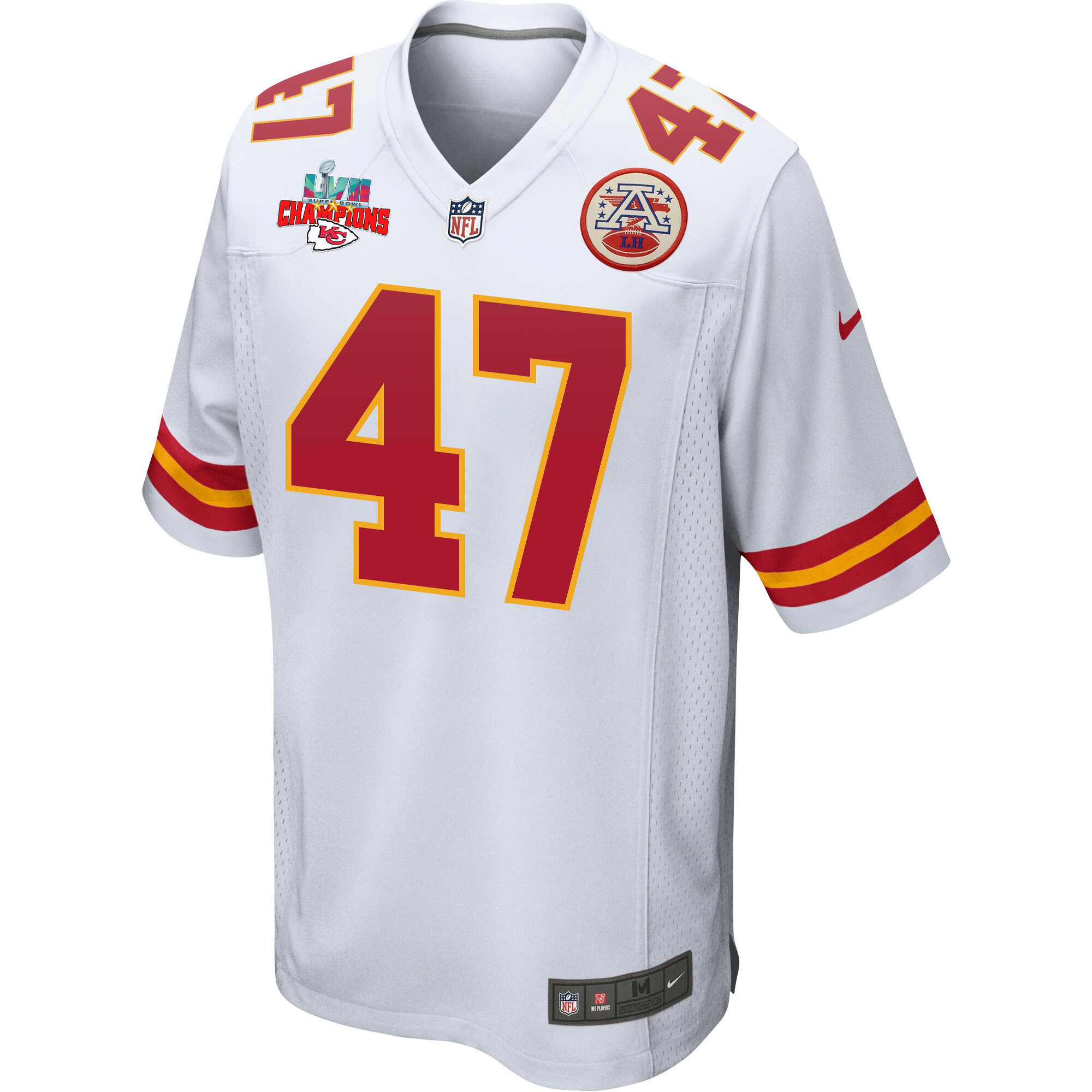 Darius Harris 47 Kansas City Chiefs Super Bowl LVII Champions 3 Stars Men Game Jersey - White