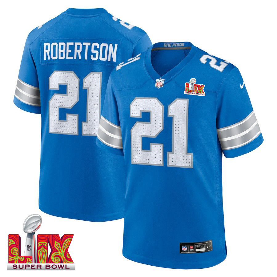 Amik Robertson #21 Detroit Lions Super Bowl LIX Jersey - Men's - Blue