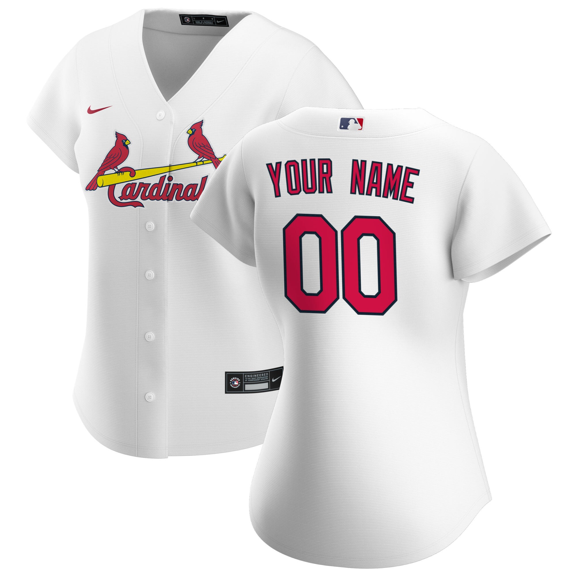 St. Louis Cardinals  Women's Home Replica Custom Jersey - White