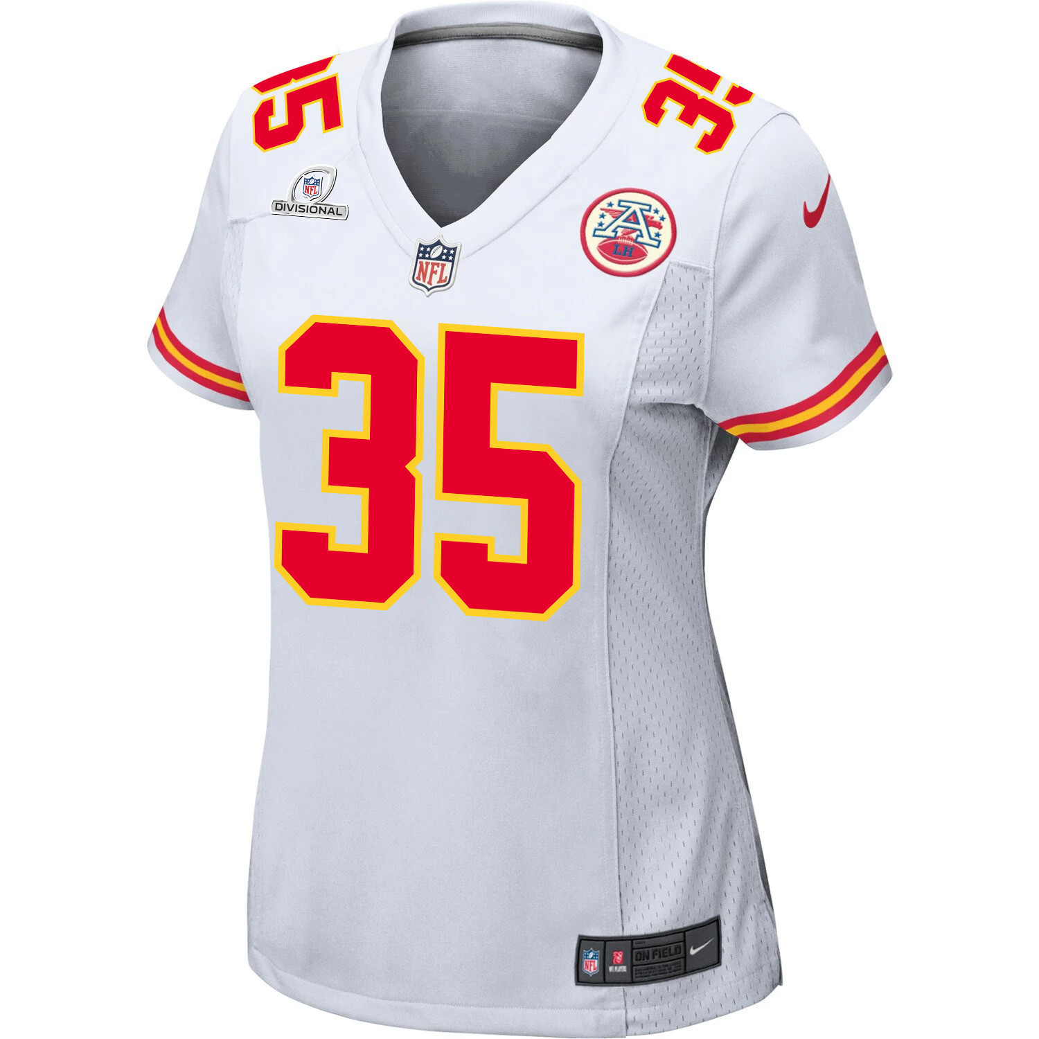 Jaylen Watson 35 Kansas City Chiefs Super Bowl LVIII Patch Game Women Jersey - White