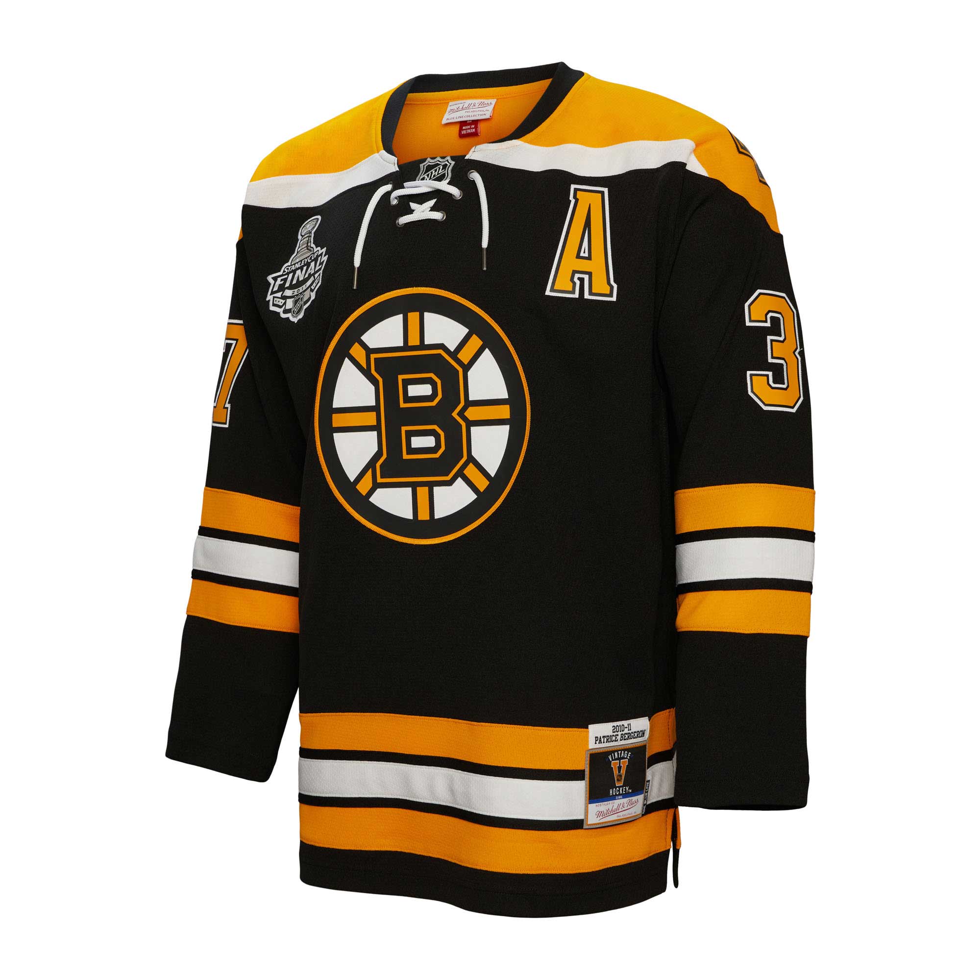 Patrice Bergeron Boston Bruins Mitchell & Ness Alternate Captain Patch 2010\/11 Blue Line Player Jersey - Black