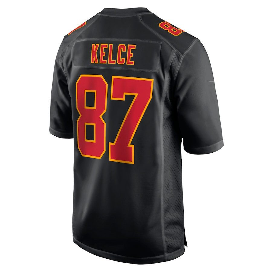 Travis Kelce 87 Kansas City Chiefs Super Bowl LVIII Fashion Game Men Jersey - Carbon Black