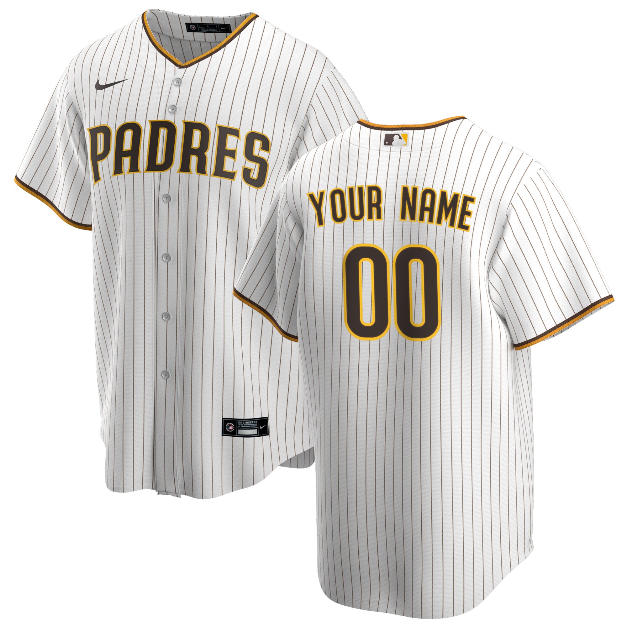San Diego Padres  Home Replica Custom Jersey - White