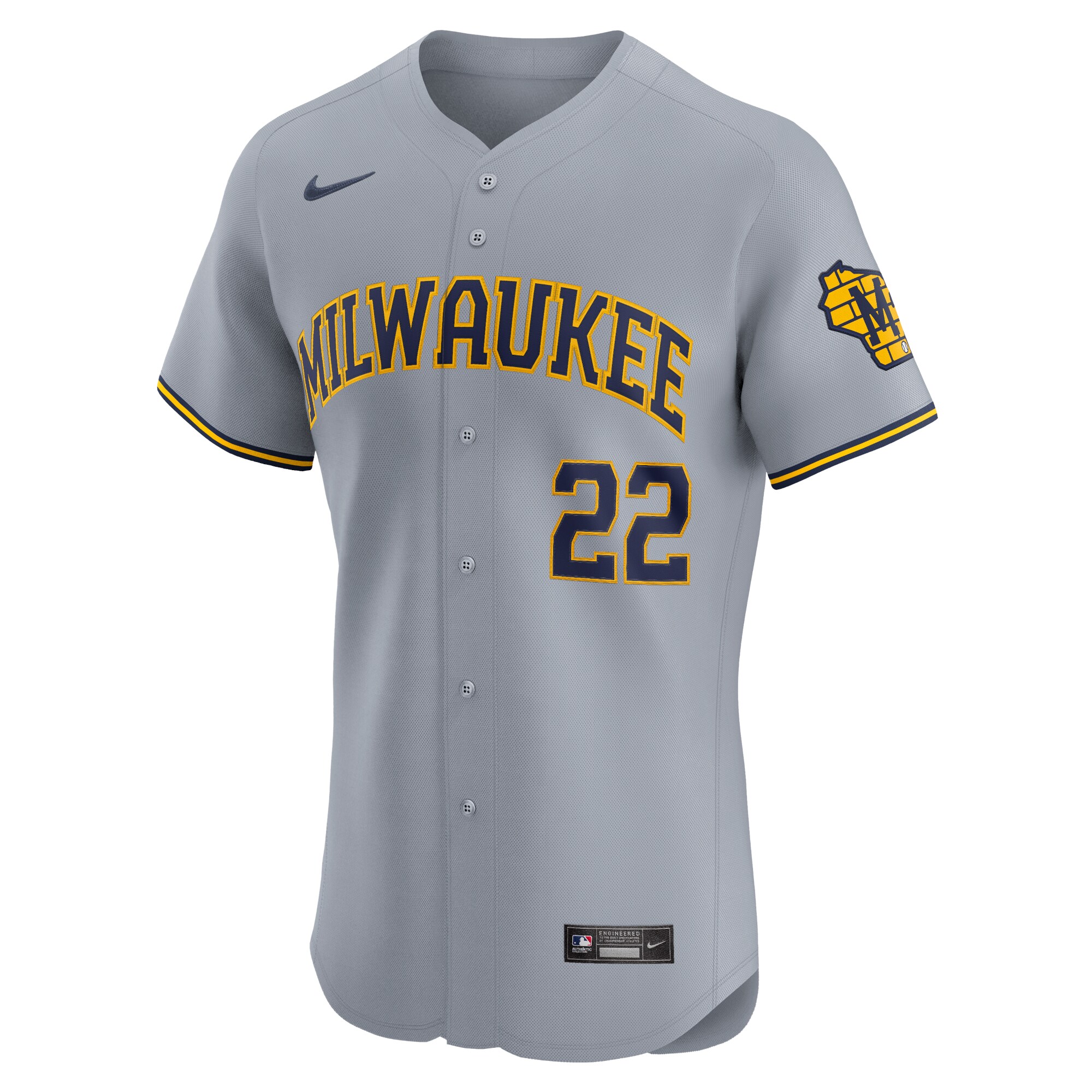 Christian Yelich Milwaukee Brewers  Road Elite Player Jersey - Gray