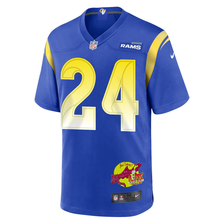 Darious Williams 24 Los Angeles Rams Super Bowl LIX New Orleans Patch Game Men Jersey - Royal