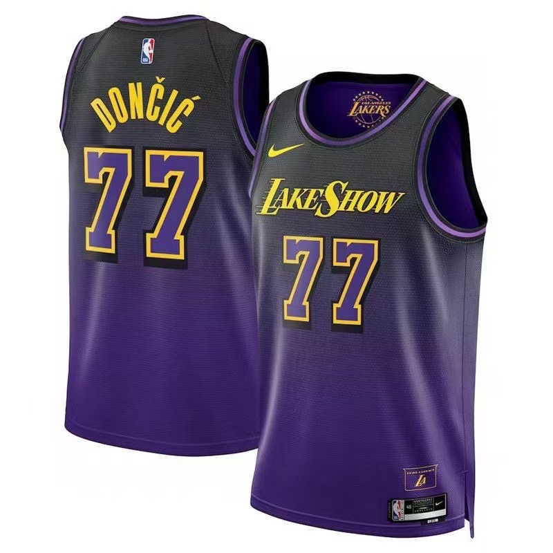 Men Los Angeles Lakers #77 Luka Dončić Basketball Jersey-5