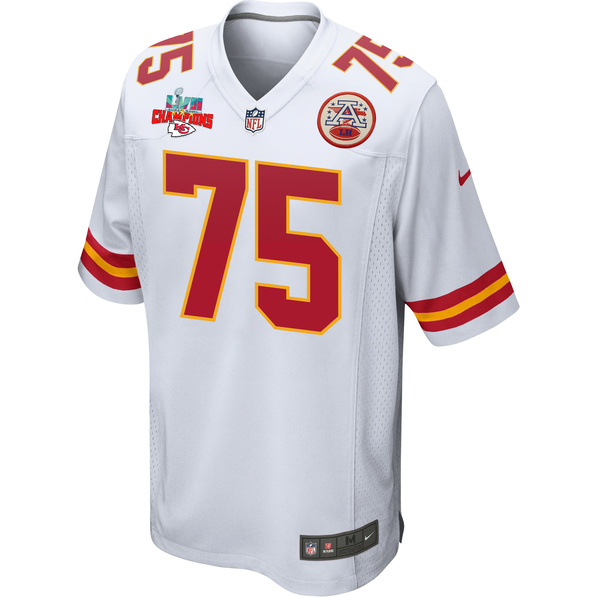 Darian Kinnard 75 Kansas City Chiefs Super Bowl LVII Champions 3 Stars Men Game Jersey - White
