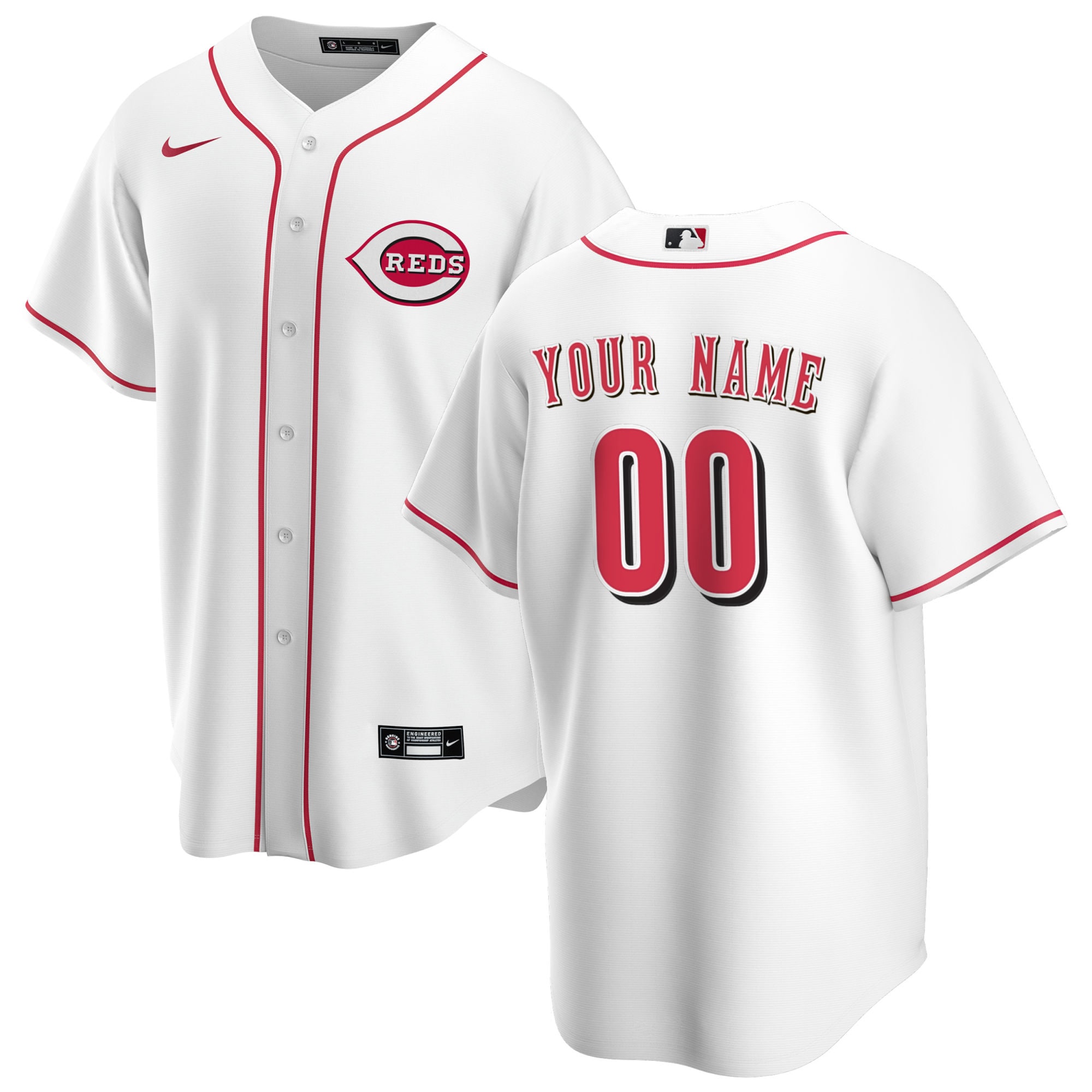 Cincinnati Reds  Home Replica Custom Jersey - White