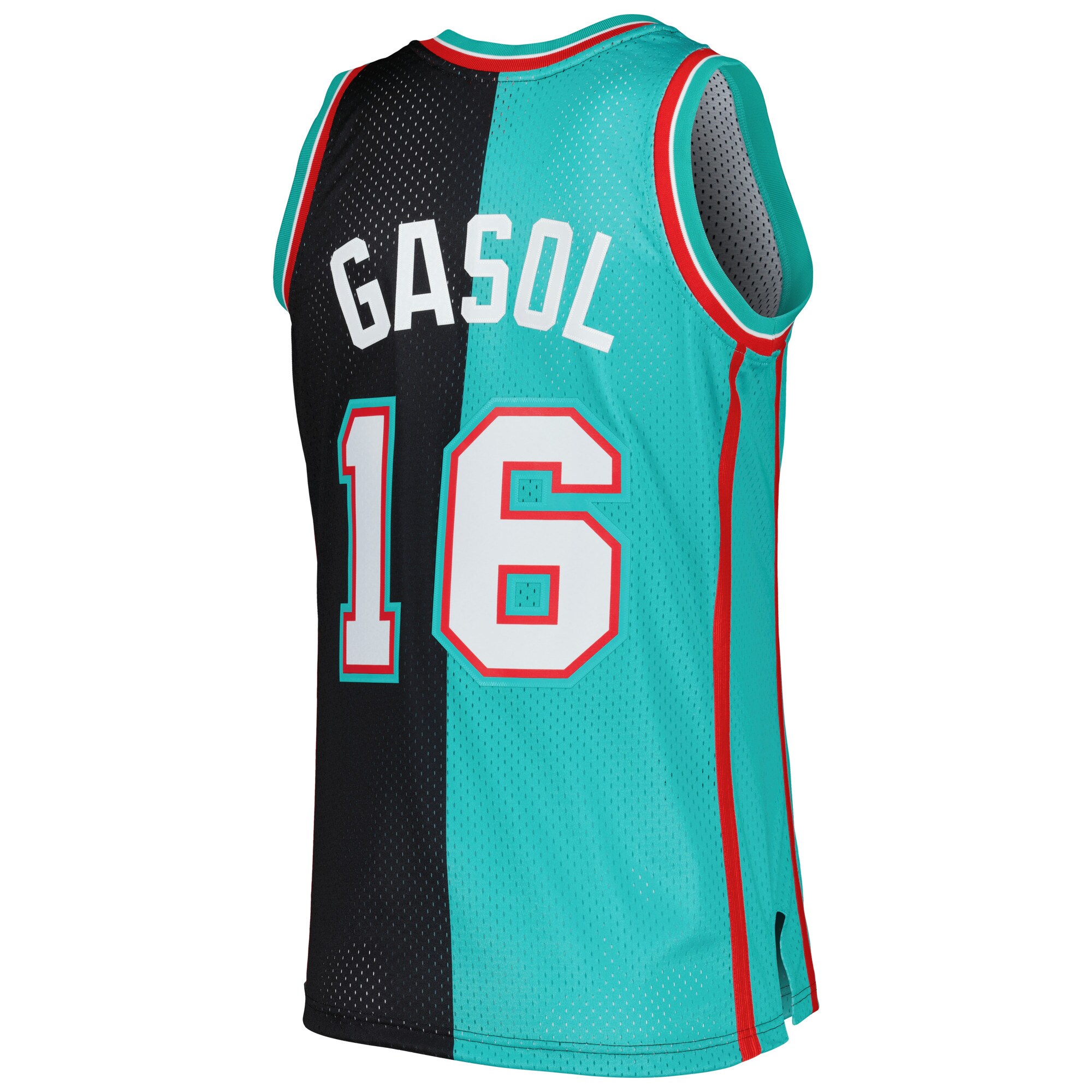 Pau Gasol Memphis Grizzlies Mitchell & Ness Hardwood Classics 2001\/02 Split Swingman Jersey - Black\/Turquoise