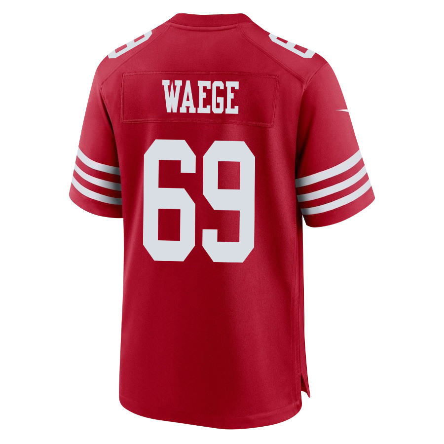 Spencer Waege 69 San Francisco 49ers Super Bowl LVIII Patch Game Men Jersey - Scarlet