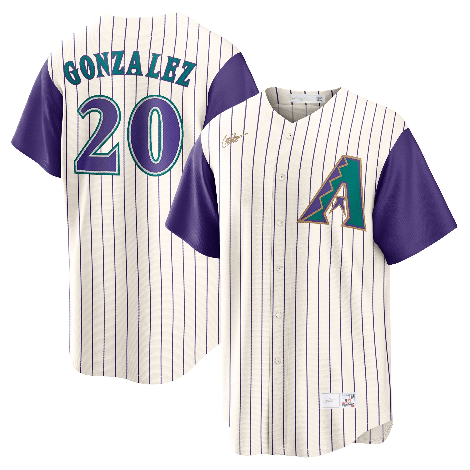 Luis Gonzalez Arizona Diamondbacks Alternate Cooperstown Collection Player Jersey - Cream\/Purple