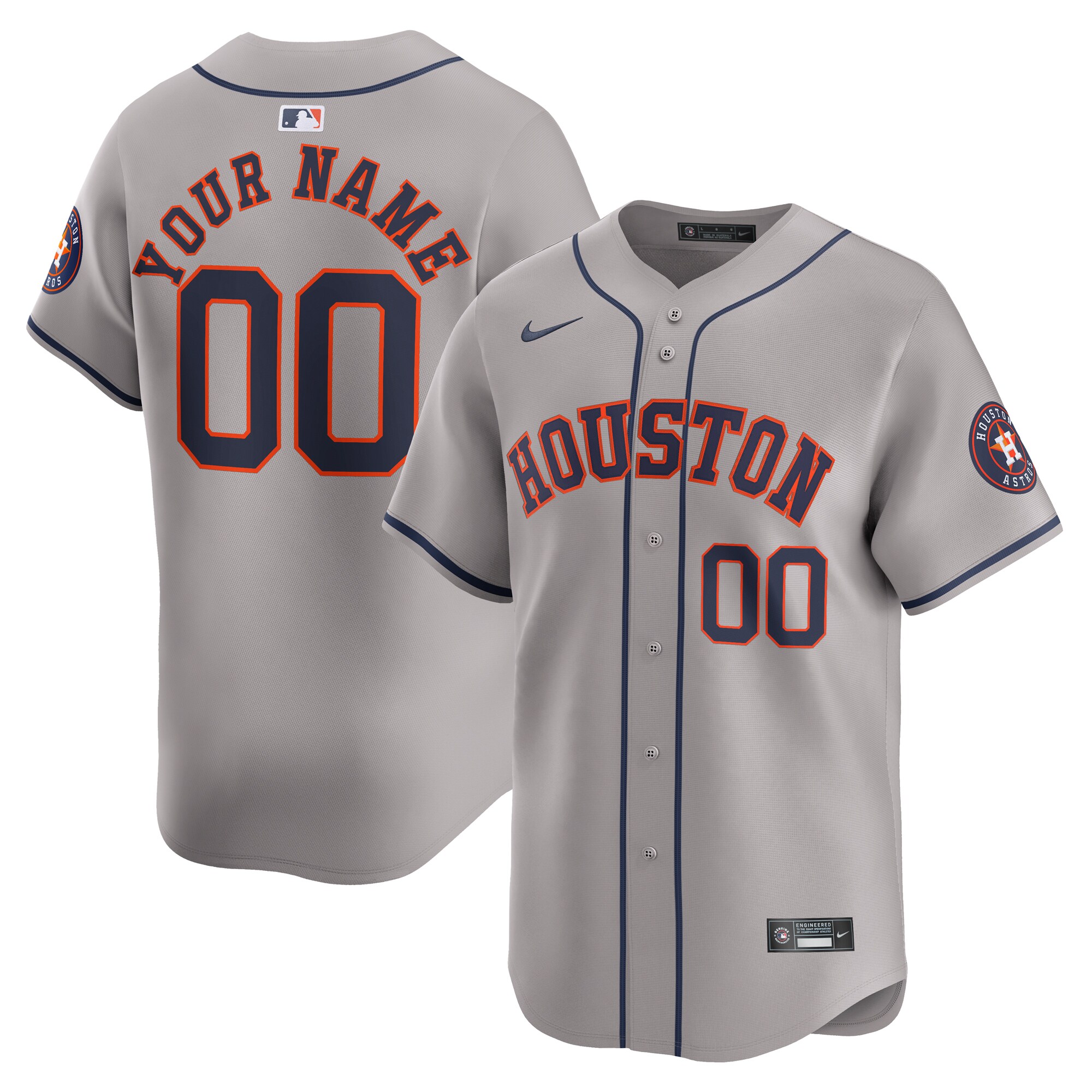Houston Astros  Away Limited Custom Jersey - Gray