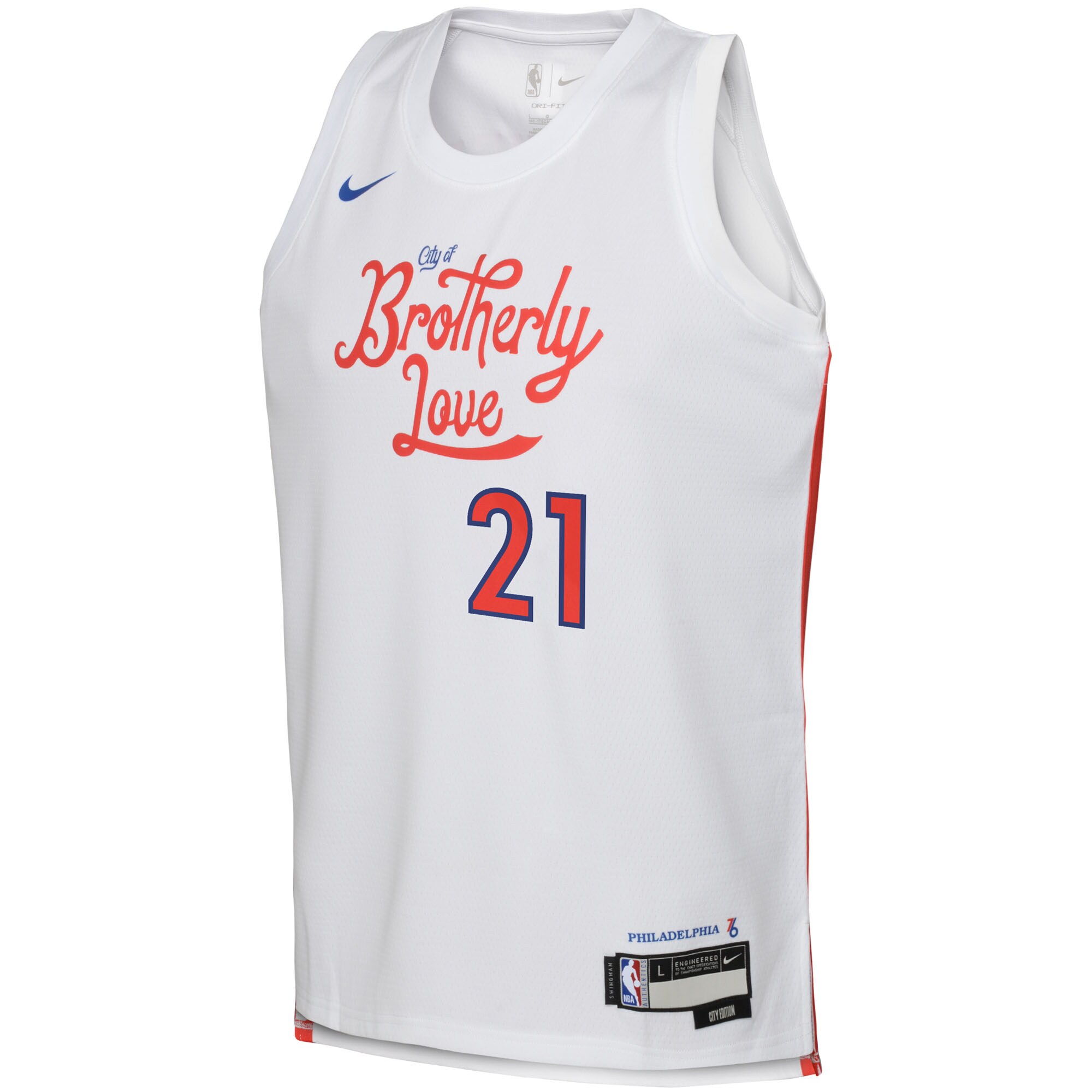 Joel Embiid Philadelphia 76ers Youth 2022\/23 Swingman Jersey - City Edition - White