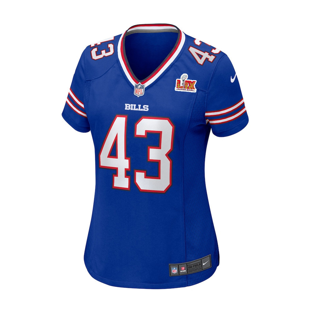 Terrel Bernard #43 Buffalo Bills Super Bowl LIX Women's Jersey - Royal