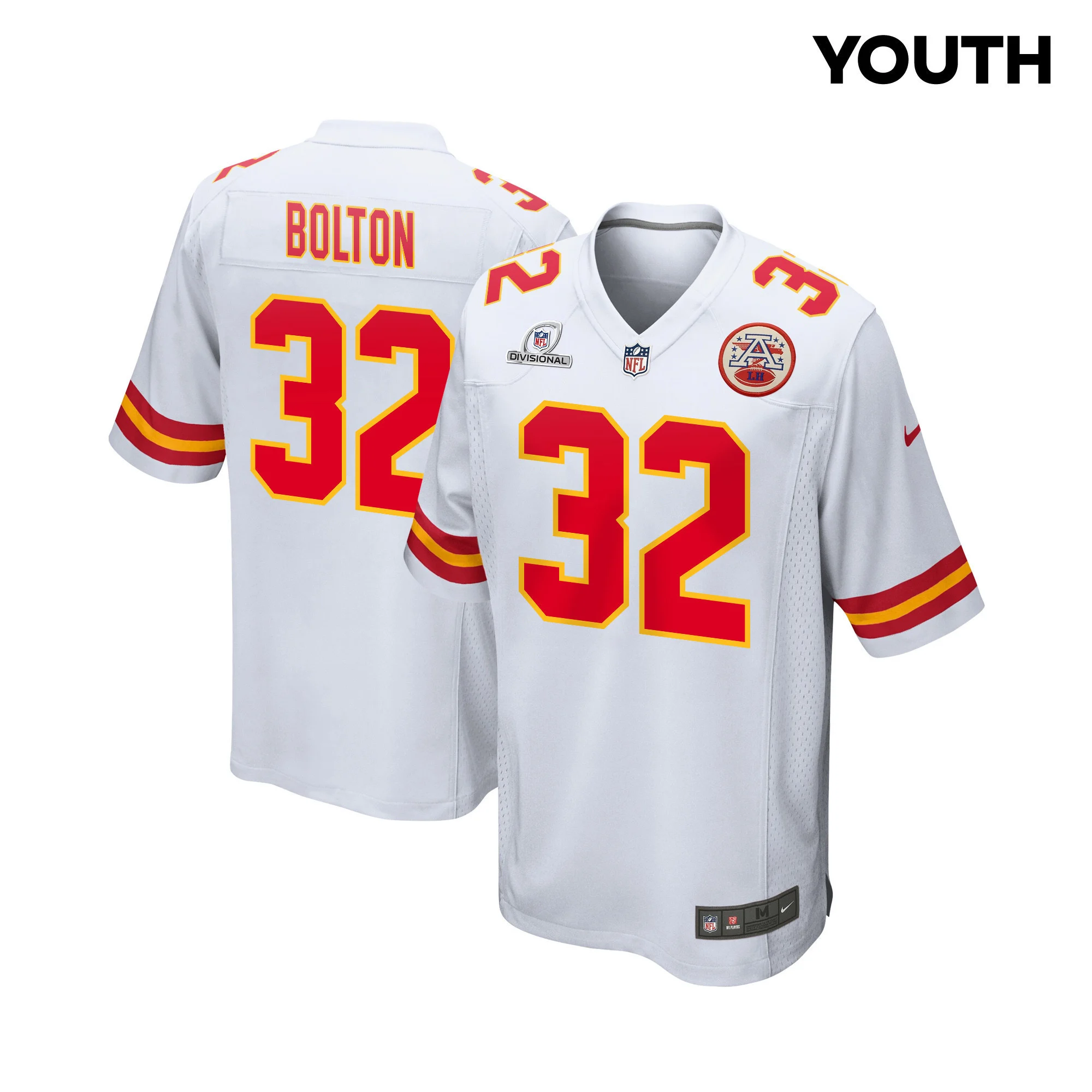 Nick Bolton 32 Kansas City Chiefs Super Bowl LVIII Patch Game YOUTH Jersey - White