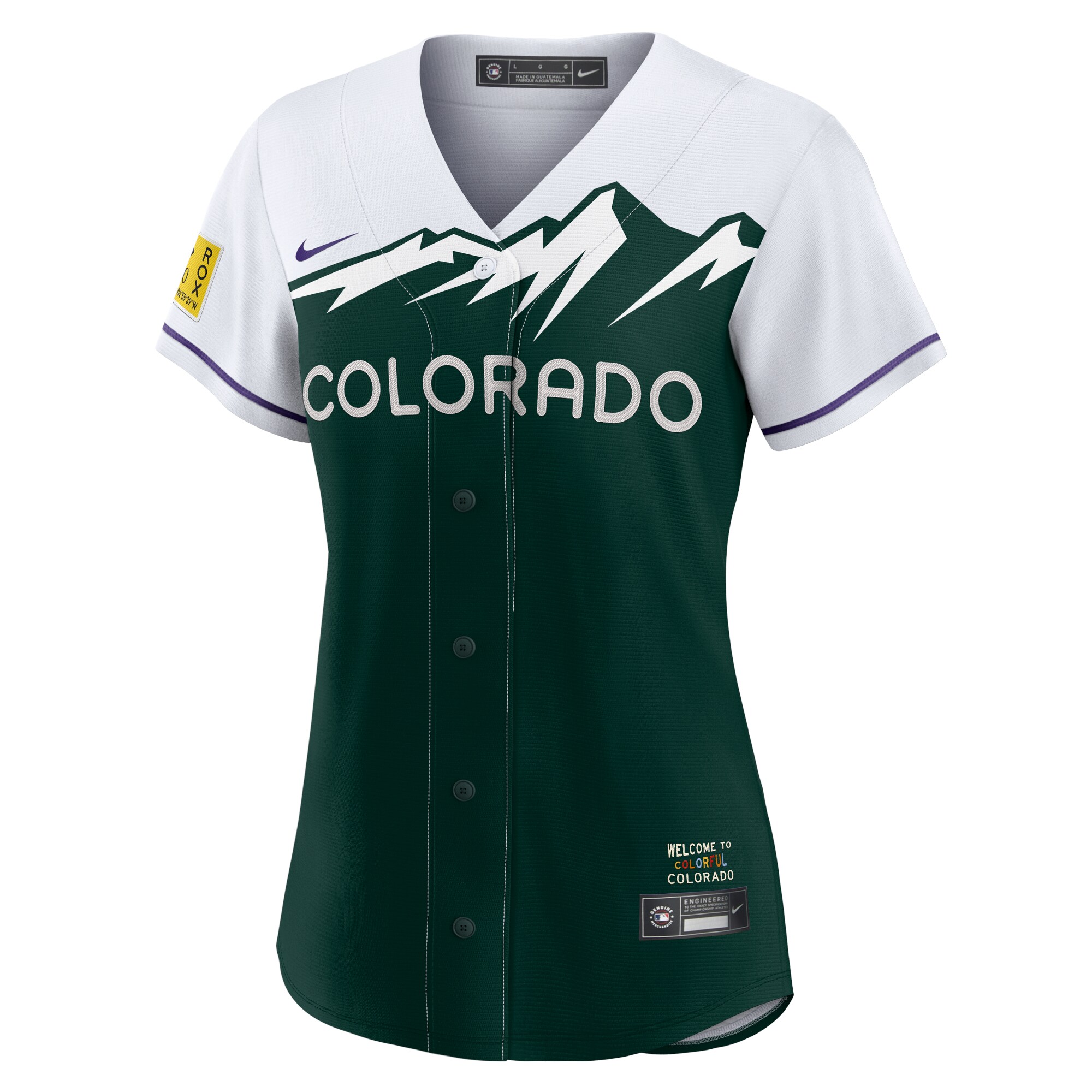 Colorado Rockies Women's City Connect Replica Team Jersey - White\/Forest Green