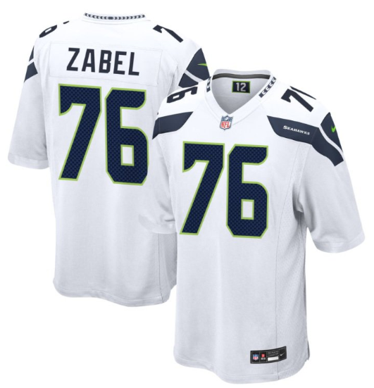 Men's Youth Women's Seattle Seahawks Grey Zabel College White 2025 Draft First Round Pick Game