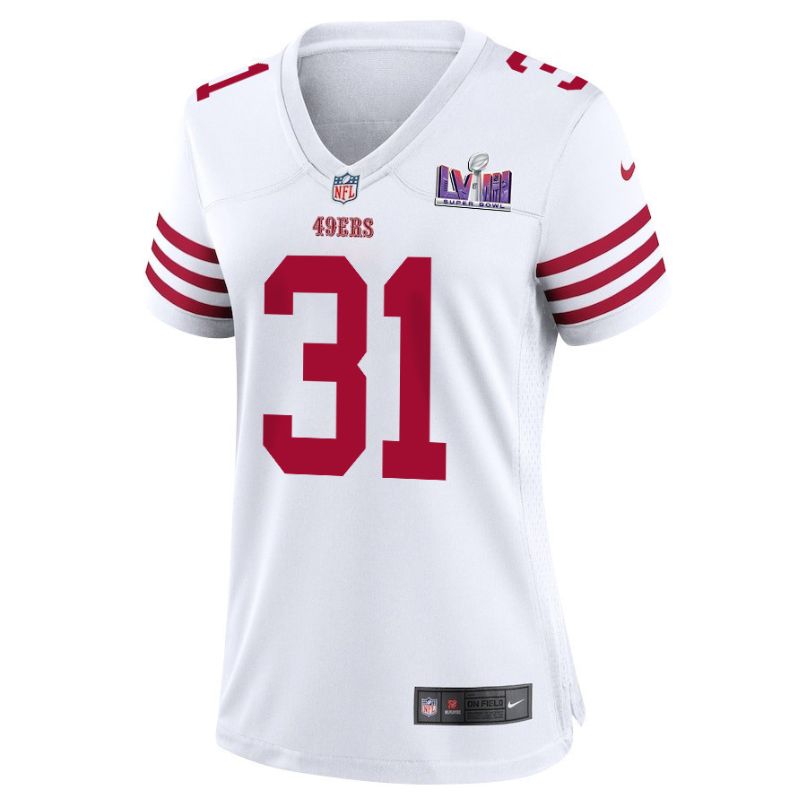Tashaun Gipson Sr. 31 San Francisco 49ers Super Bowl LVIII Patch Game Women Jersey - White