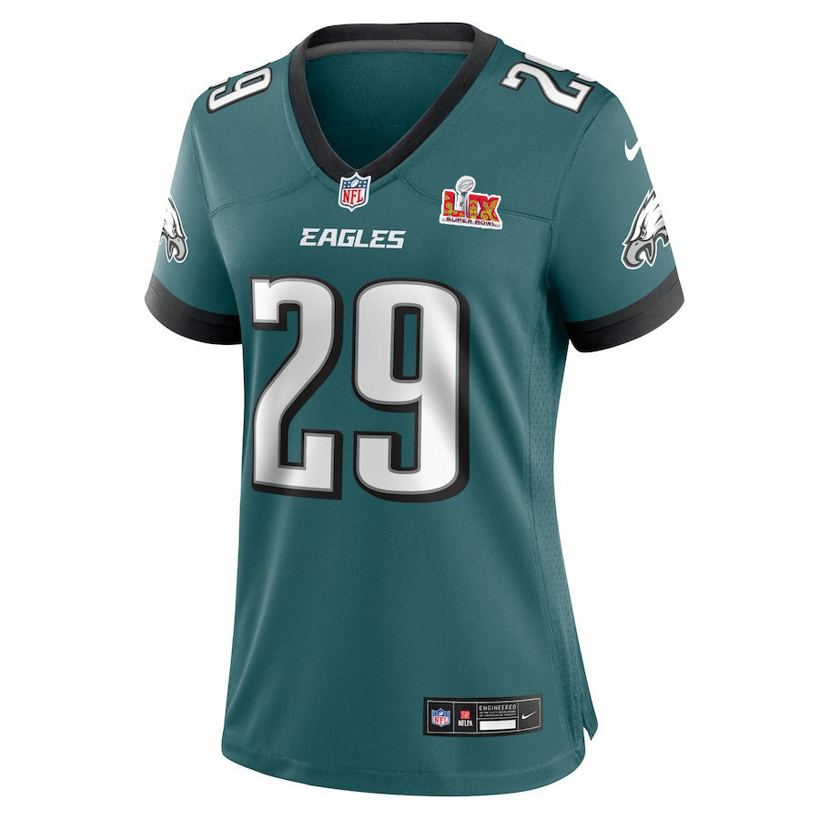 Avonte Maddox #29 Philadelphia Eagles Super Bowl LIX Women's Jersey - Midnight Green