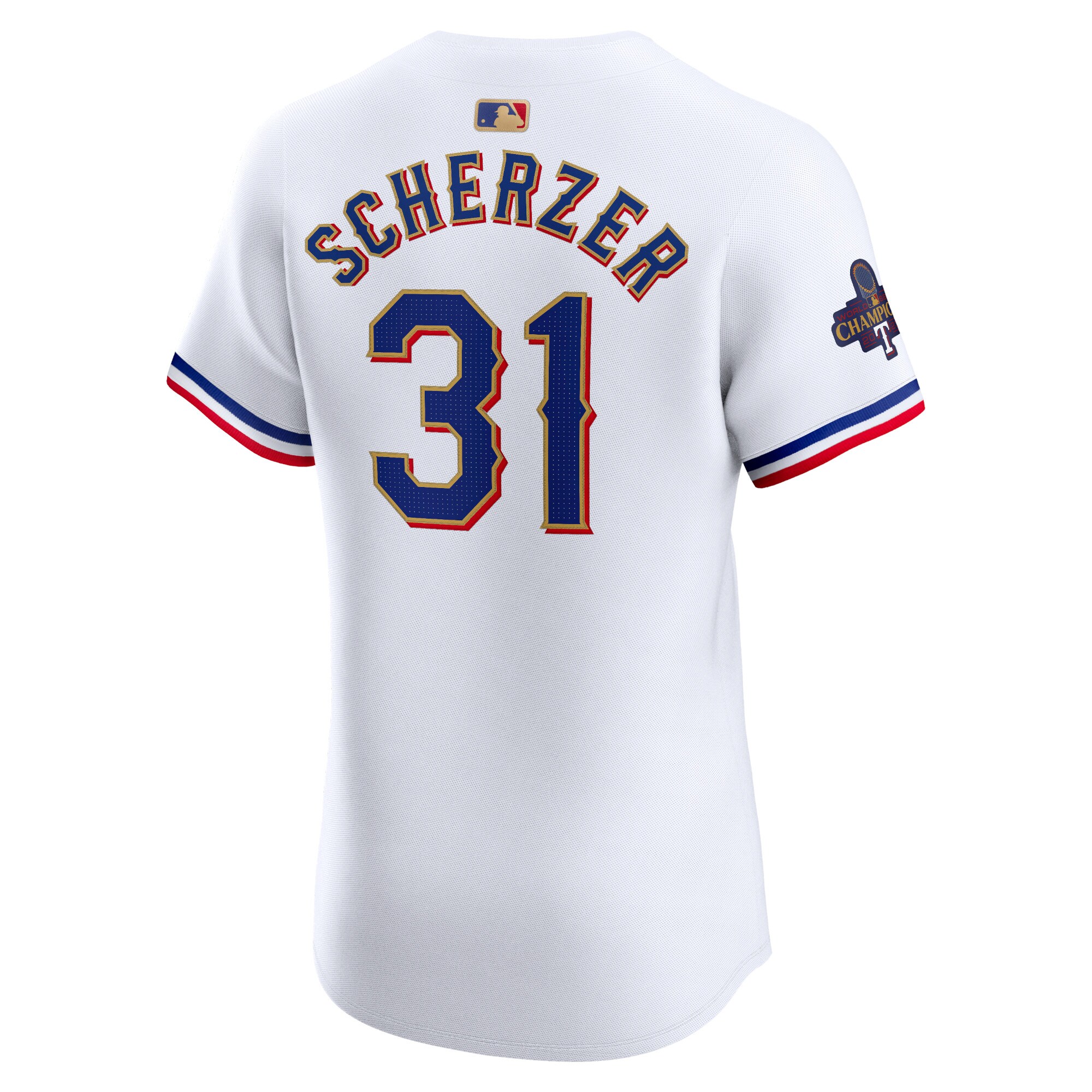 Max Scherzer Texas Rangers  2024 Gold Collection Elite Player Jersey White