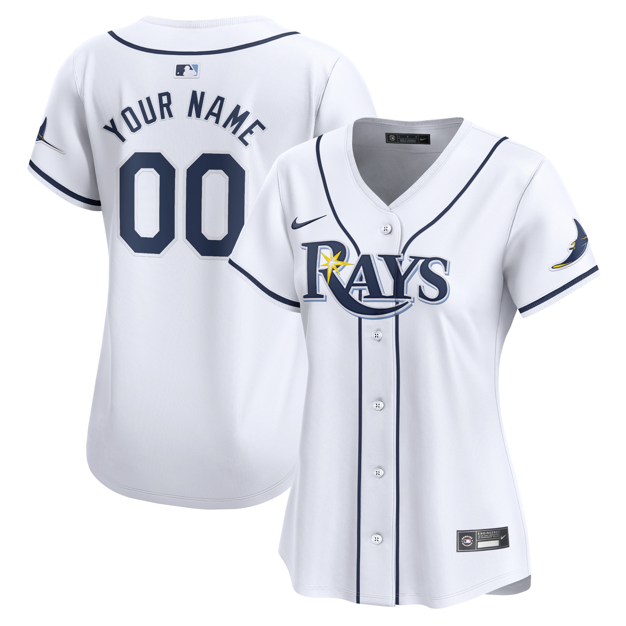 Tampa Bay Rays  Women's Home Limited Custom Jersey - White
