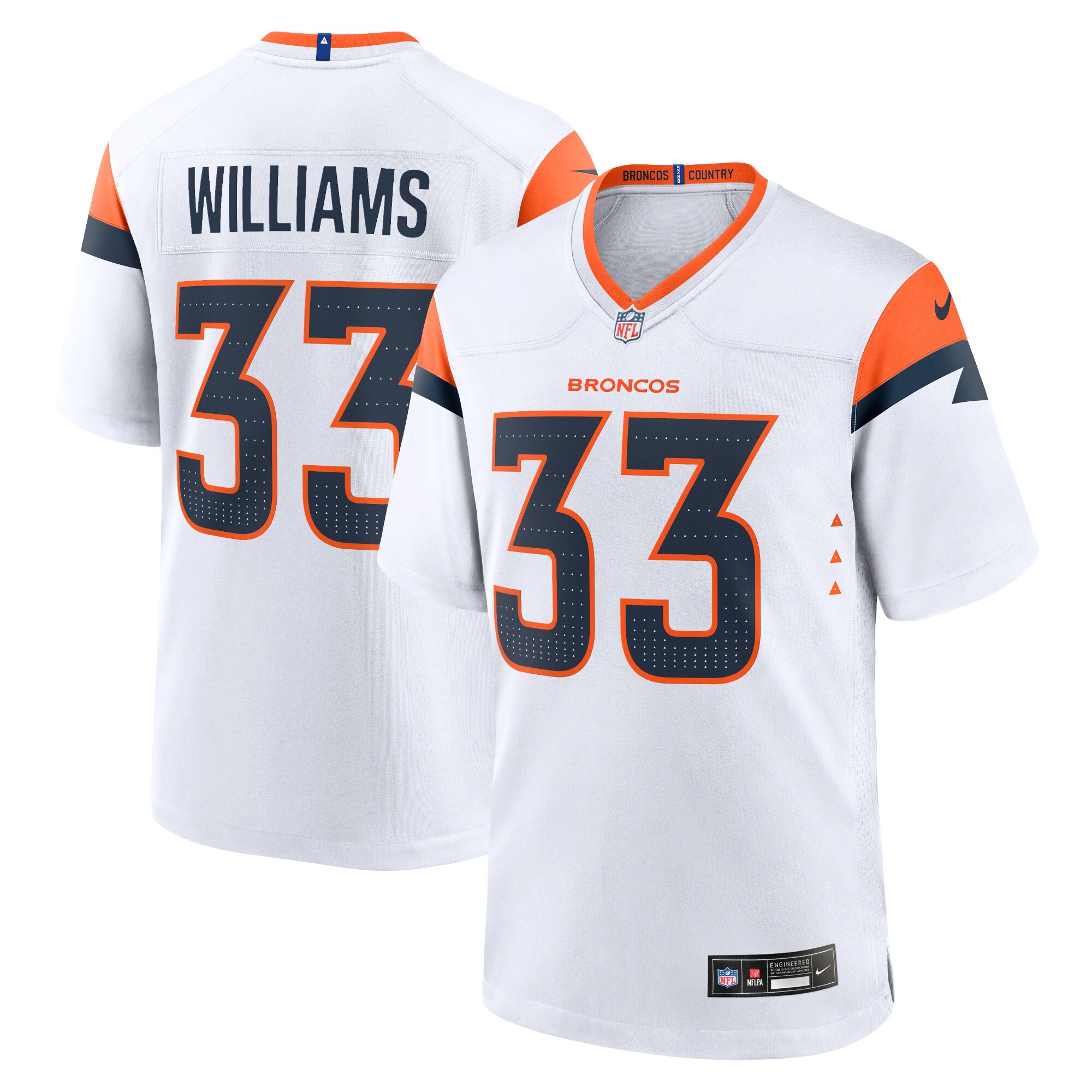 Javonte Williams Denver Broncos  Game Jersey - White