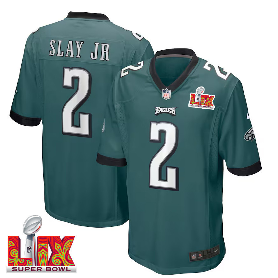 Darius Slay Jr. #2 Philadelphia Eagles Super Bowl LIX Jersey - Men's - Midnight Green