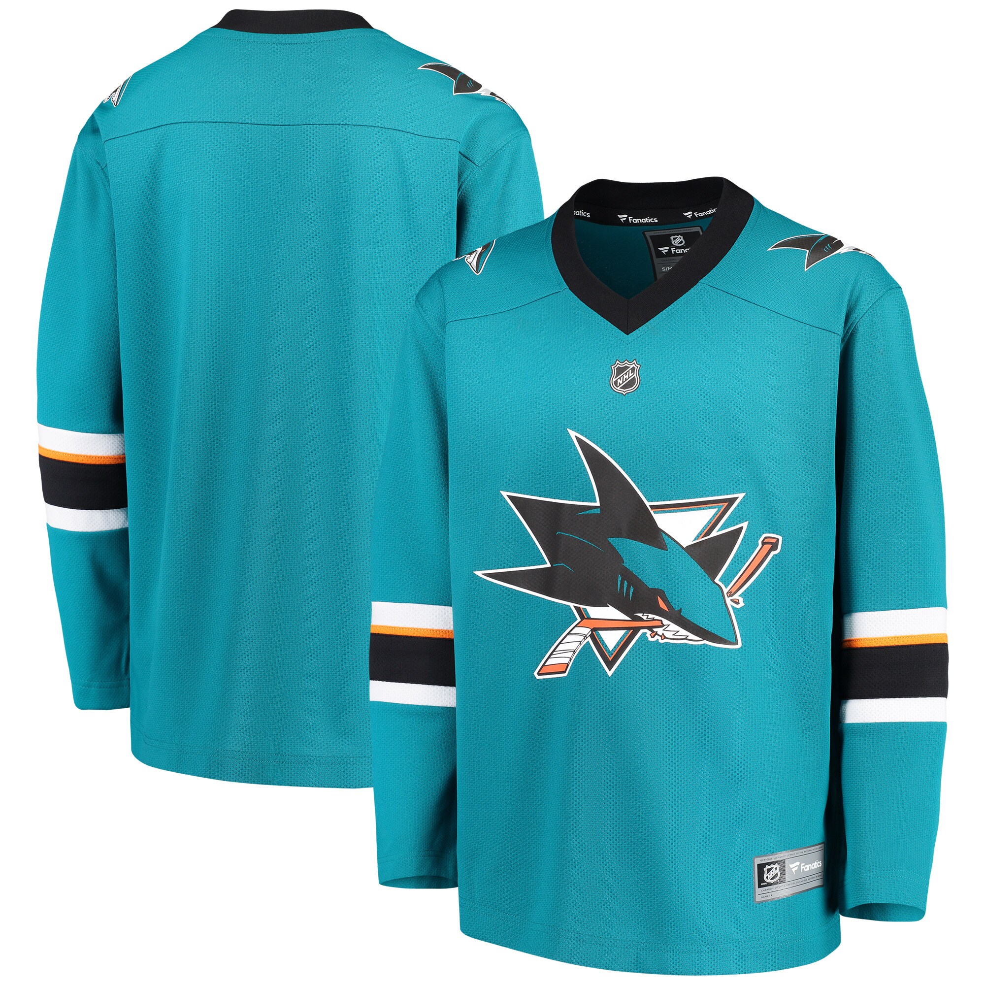 San Jose Sharks Fanatics Youth Home Replica Blank Jersey - Teal