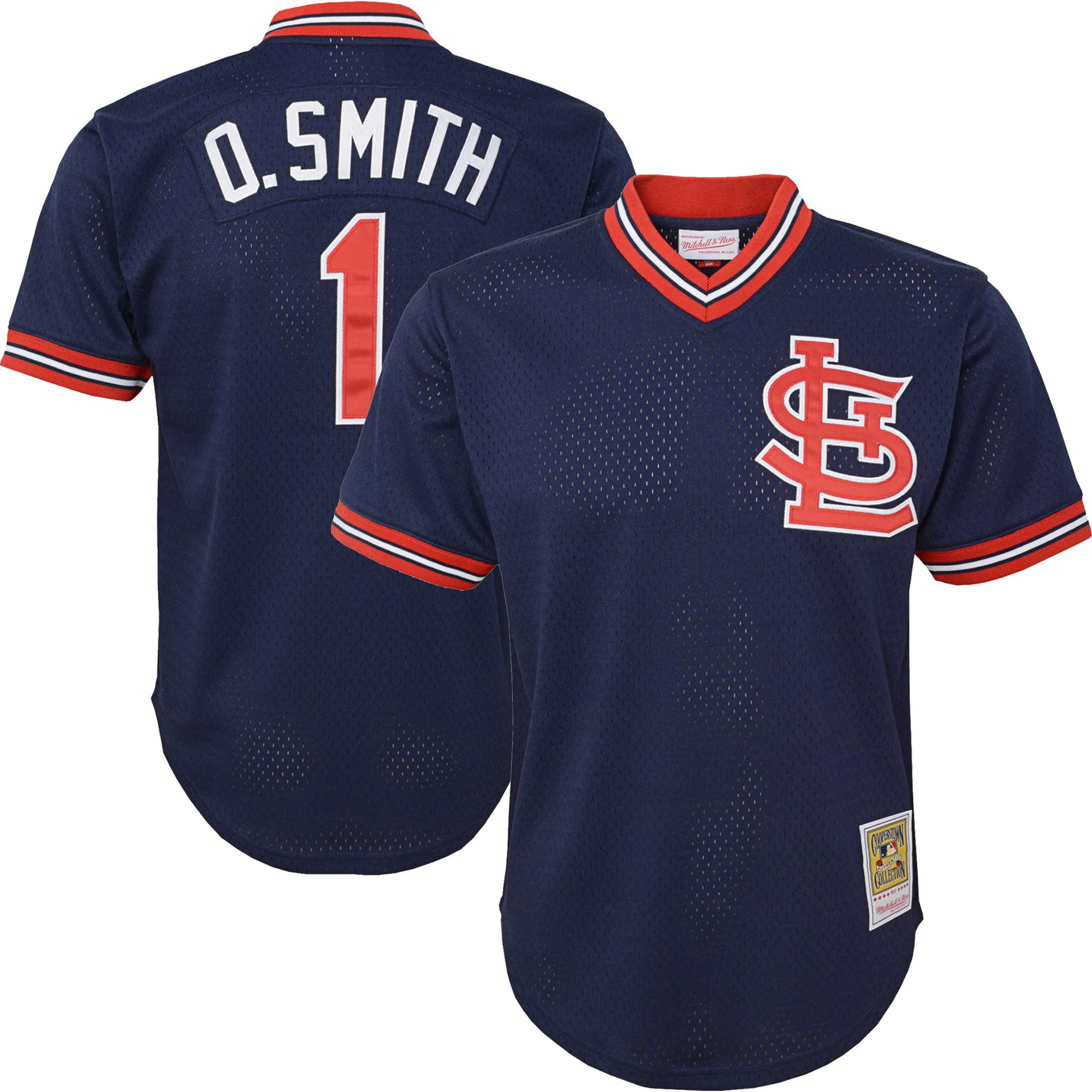 Ozzie Smith St. Louis Cardinals Mitchell & Ness Youth Cooperstown CollectionMesh Batting Practice Jersey - Navy