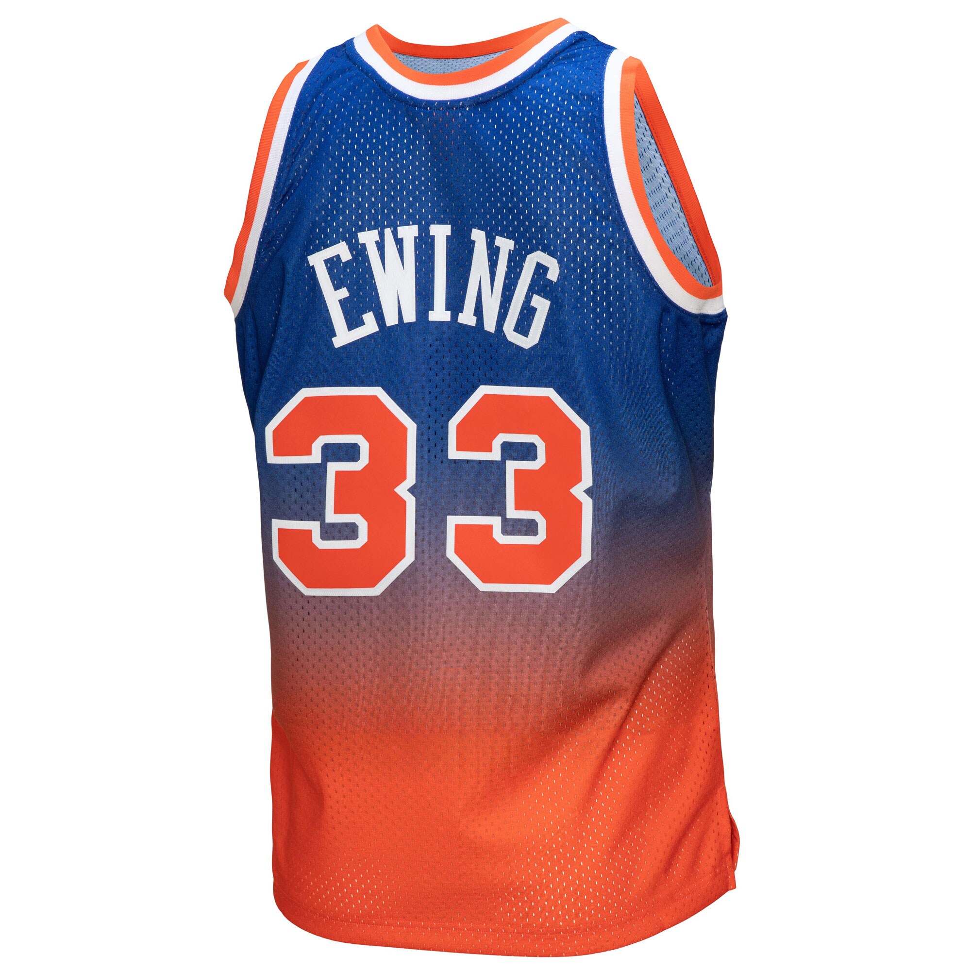 Patrick Ewing New York Knicks Mitchell & Ness 1991\/92 Hardwood Classics Fadeaway Swingman Player Jersey - Orange\/Royal